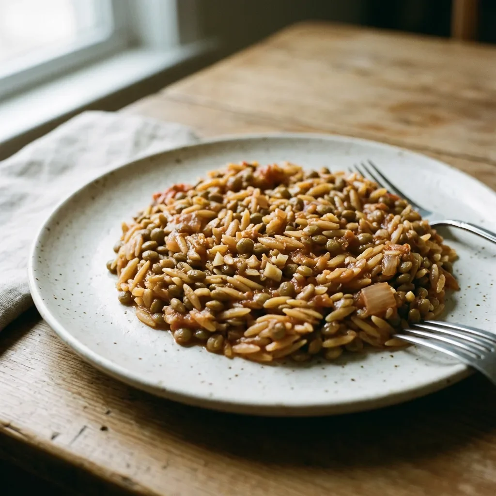 Green Lentil Tomato Orzo