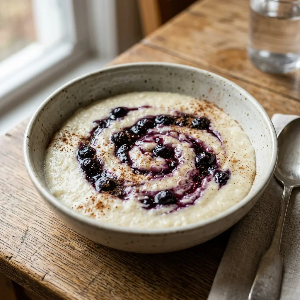 Semolina Milk Porridge with Blueberry Jam