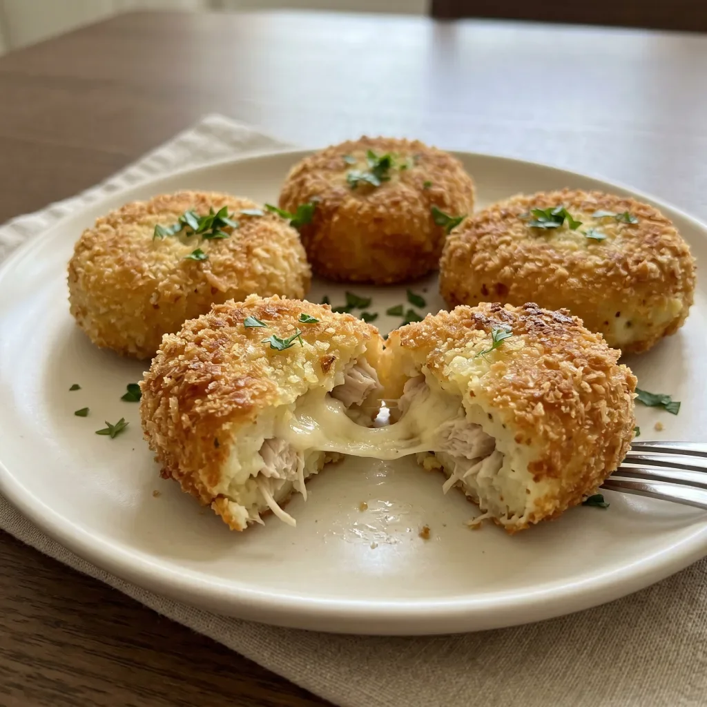 Chicken mozzarella potato croquettes