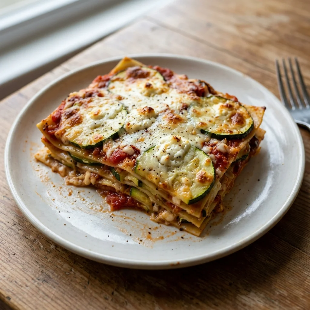 Goat Cheese Zucchini Lasagna Bake