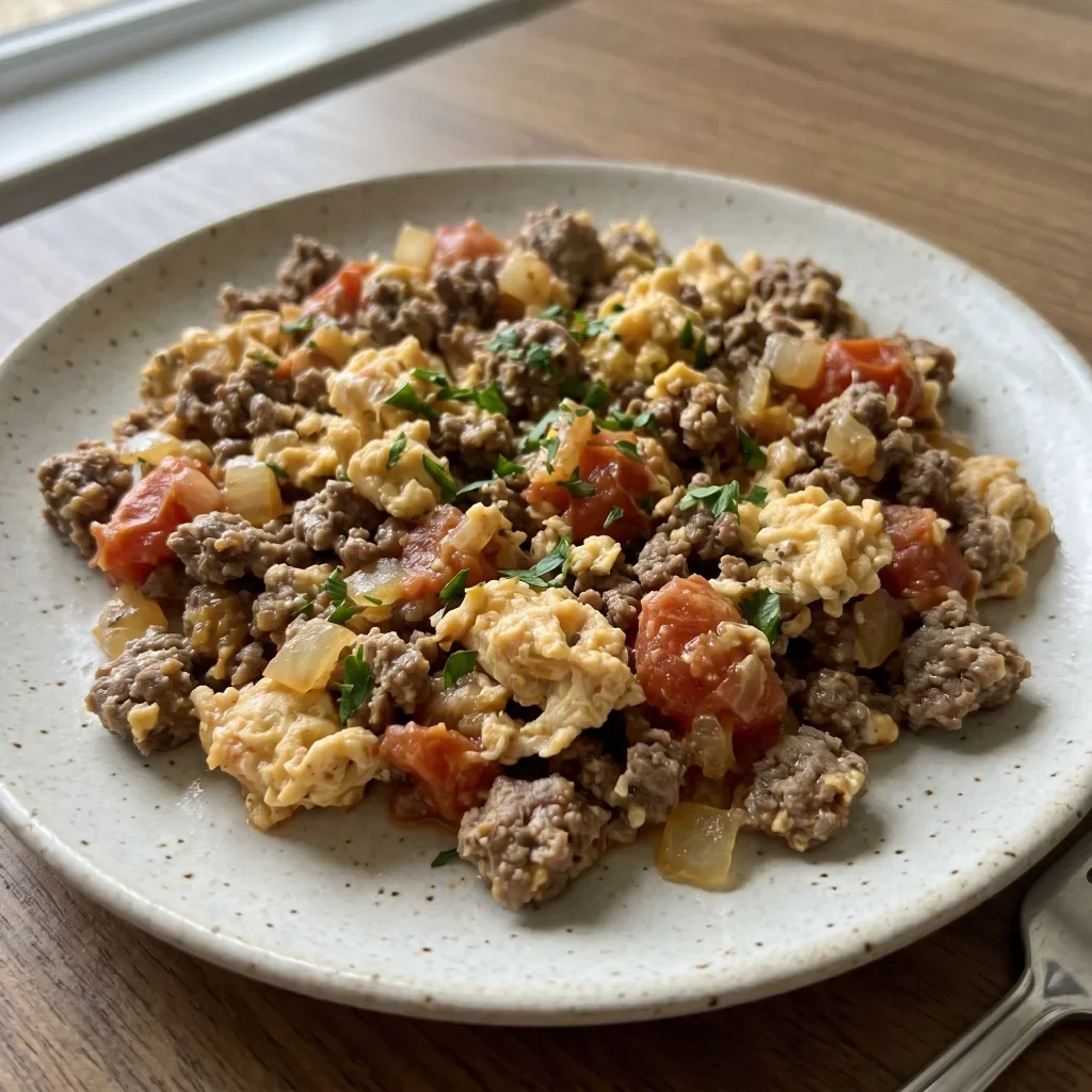 Beef Tomato Breakfast Scramble
