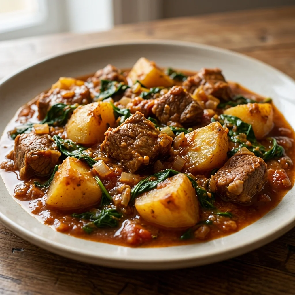 Lamb Potato Spinach Curry
