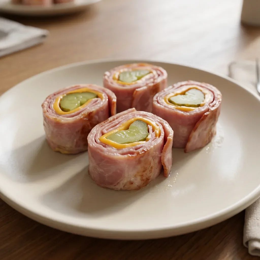 Ham Cheese Pickle Roll-Ups
