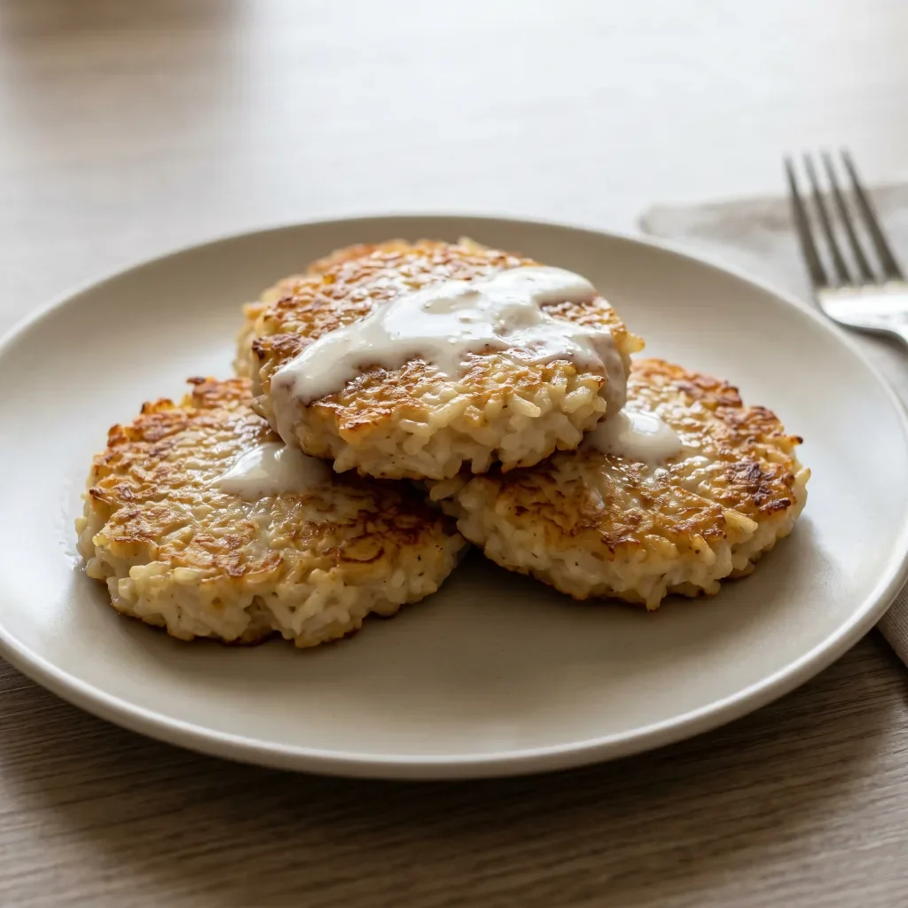 Rice Pancake Fritters with Sweet Cream