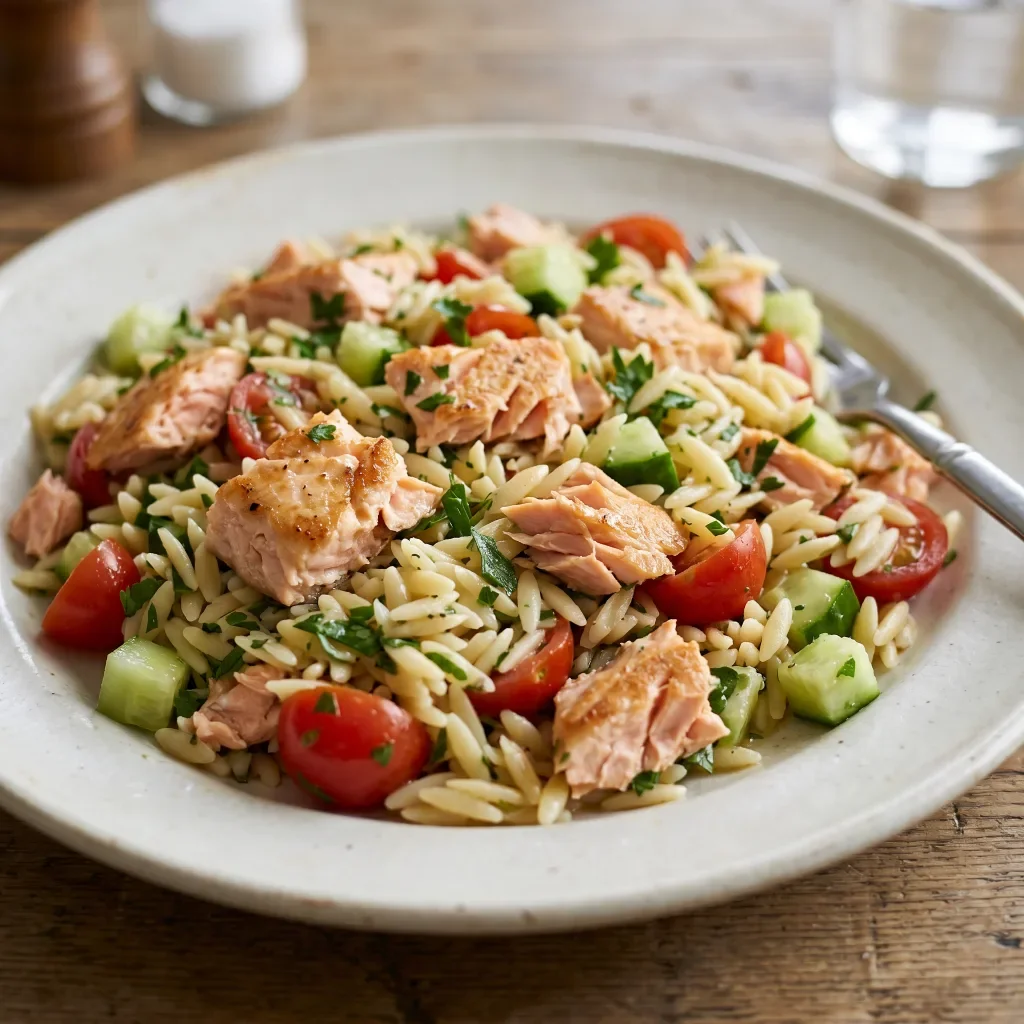 Salmon Orzo Tomato Salad