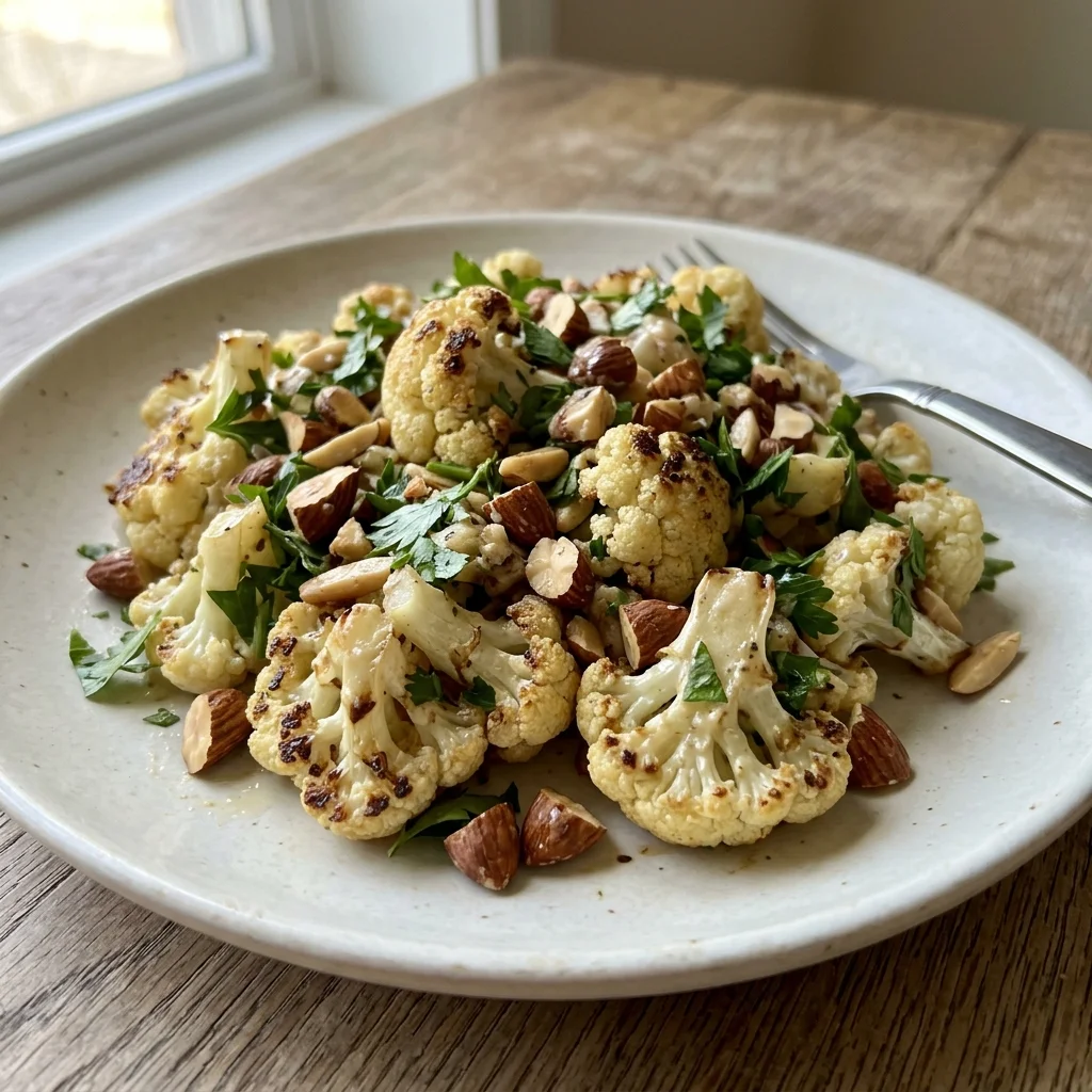 Roasted Cauliflower Almond Herb Salad