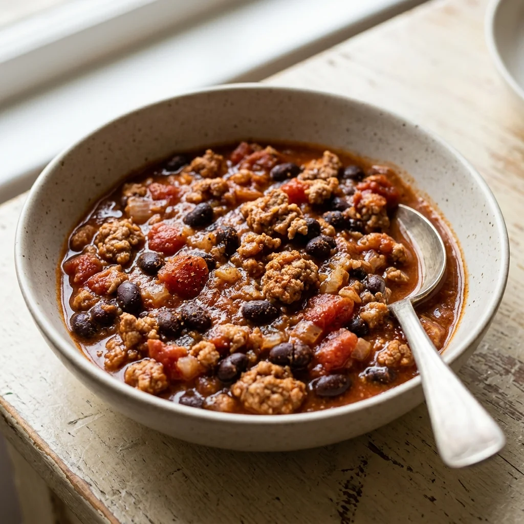 Ground Turkey Black Bean Chili Stew