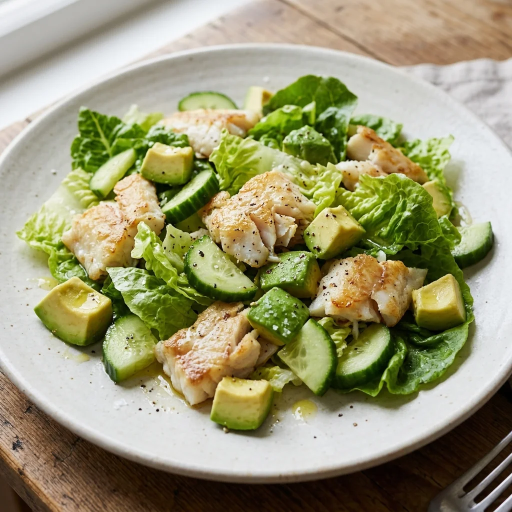 White Fish Avocado Lettuce Salad