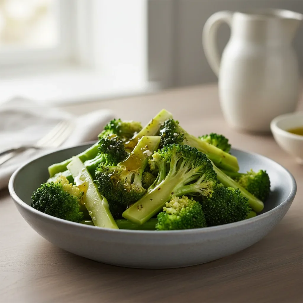 Steamed broccoli with olive oil