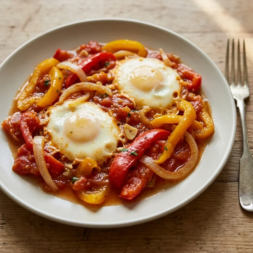 Peperonata with eggs