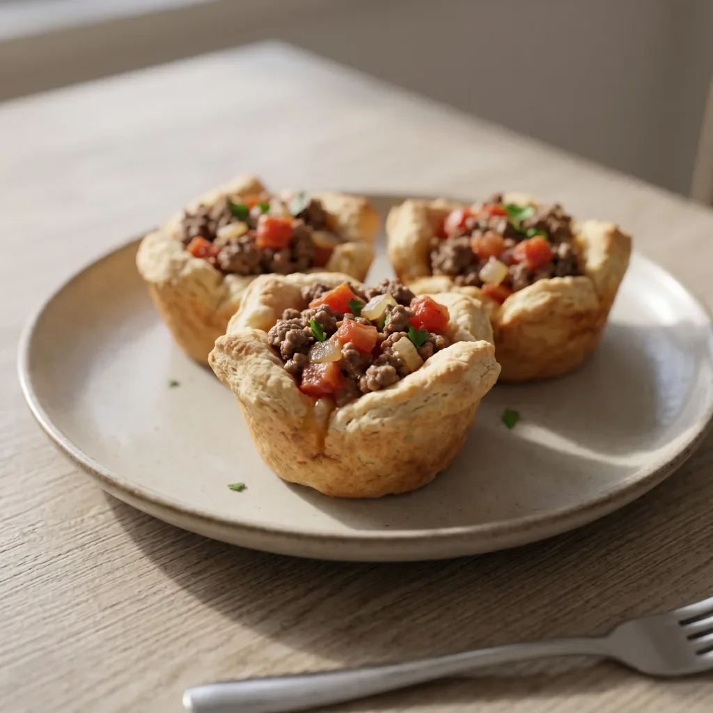 Beef tomato biscuit cups