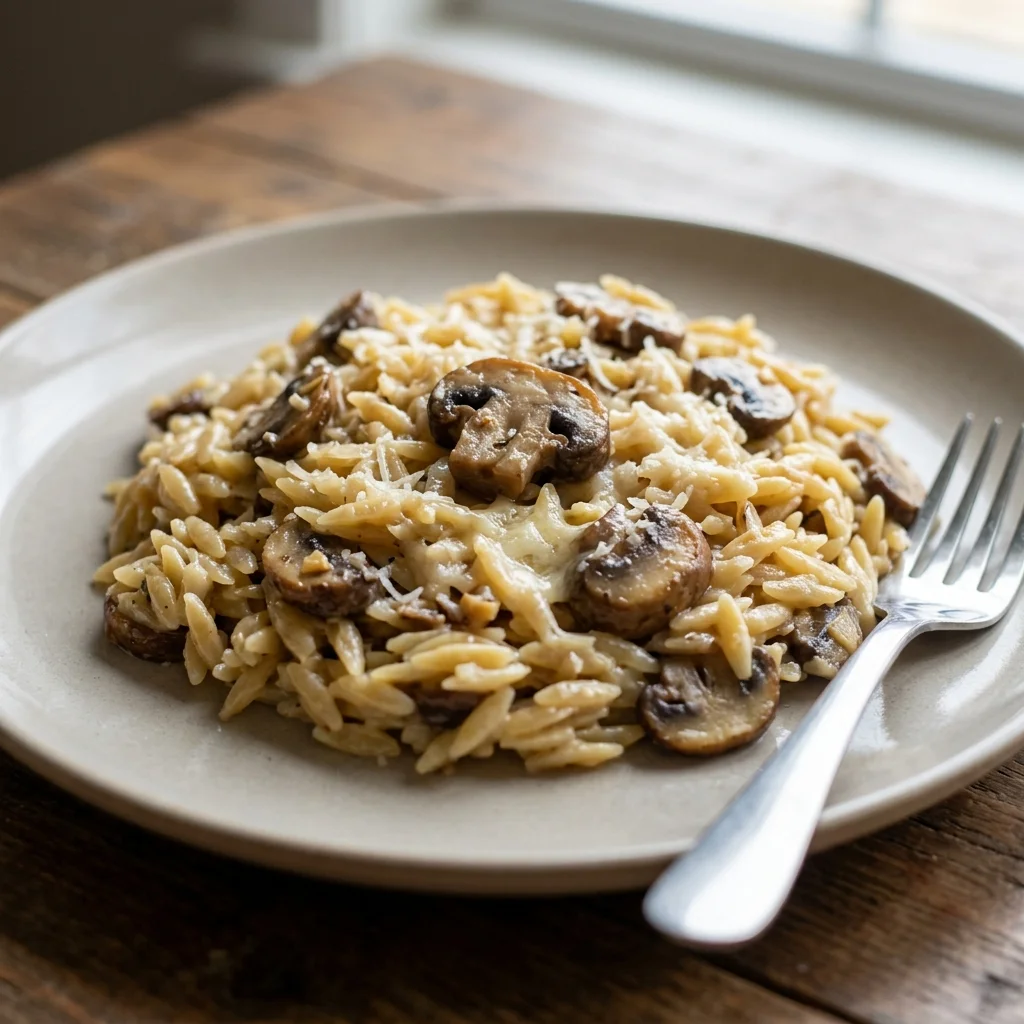 Mushroom Garlic Parmesan Orzo