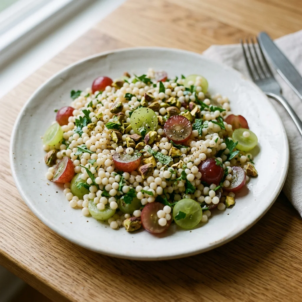 Pearl Couscous Grape Pistachio Salad