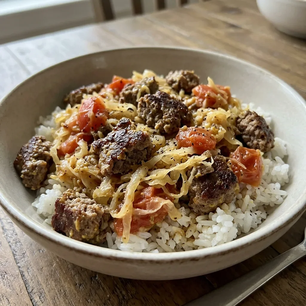 Sauerkraut Beef Patty Rice Bowl