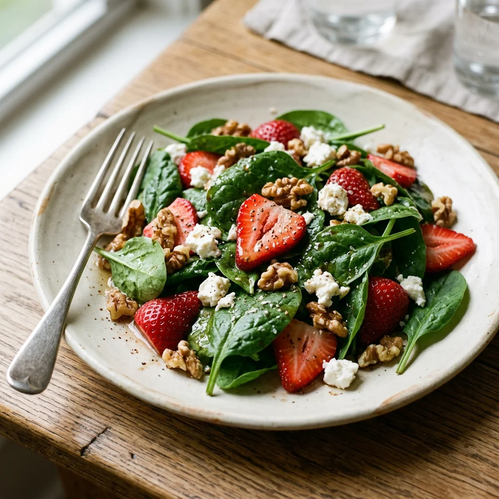 Strawberry Spinach Walnut Balsamic Salad