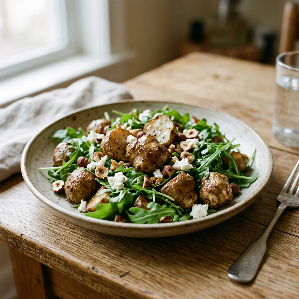 Jerusalem Artichoke Arugula Hazelnut Salad