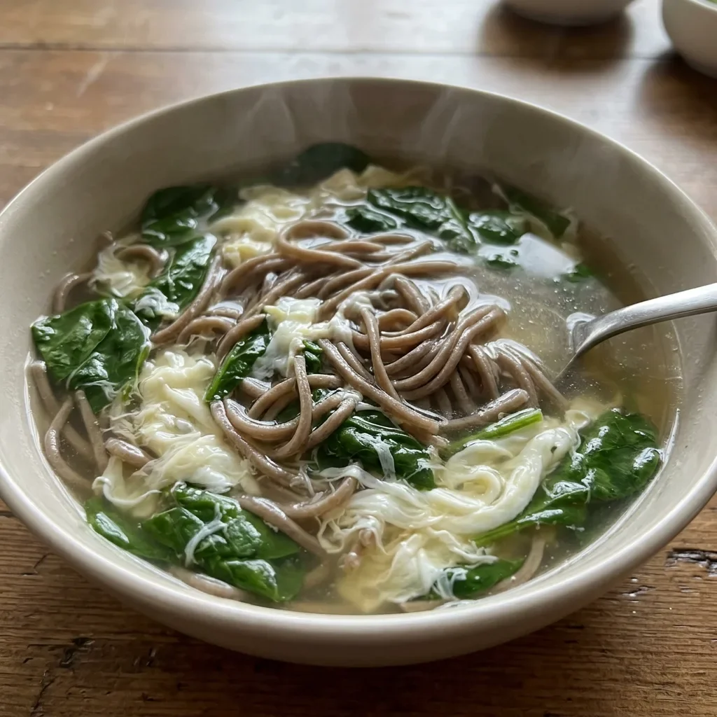 Egg White Spinach Soba Soup