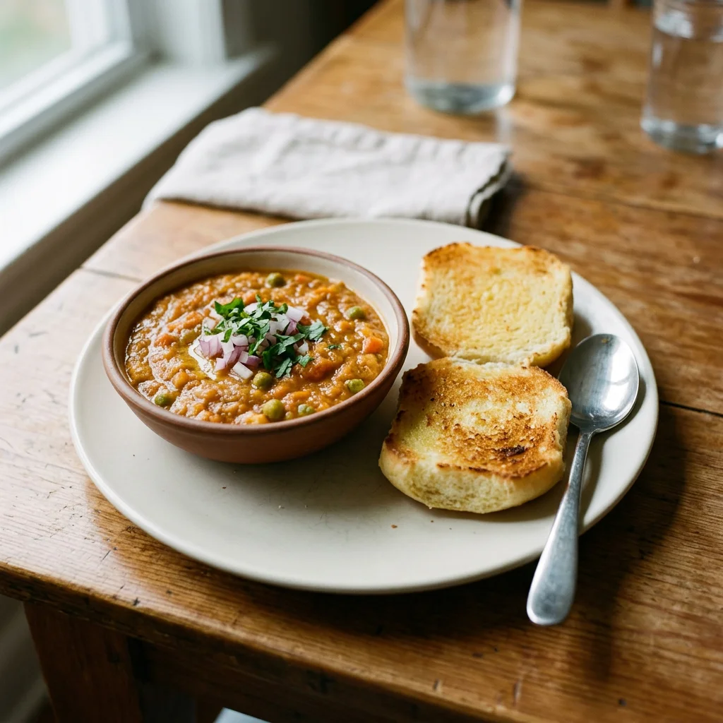 Single Pav Bhaji with a Dinner Roll