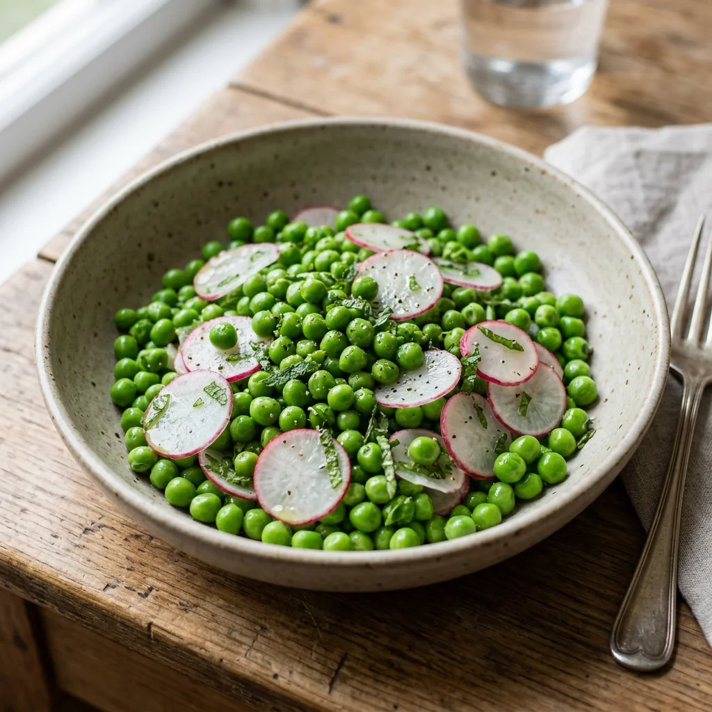 Green Pea Radish Mint Salad