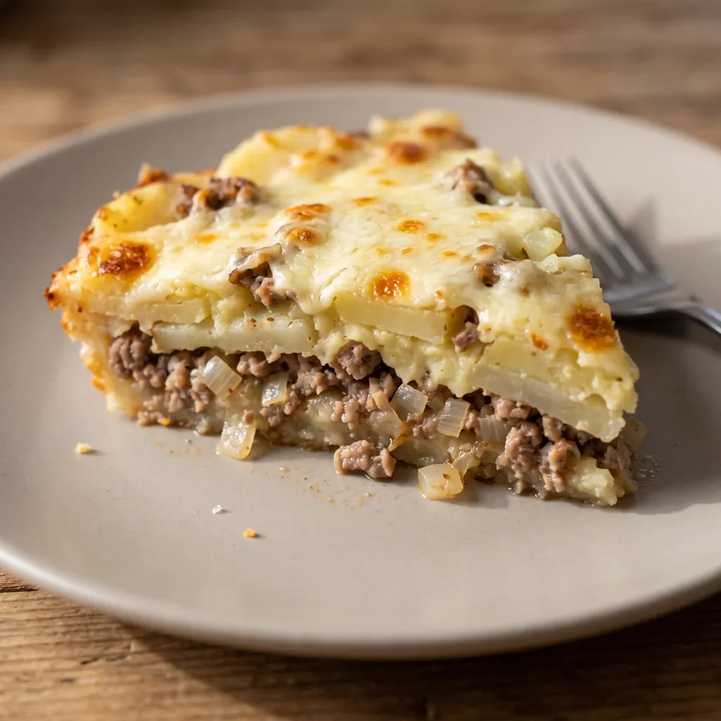Ground Beef Potato Mozzarella Pie