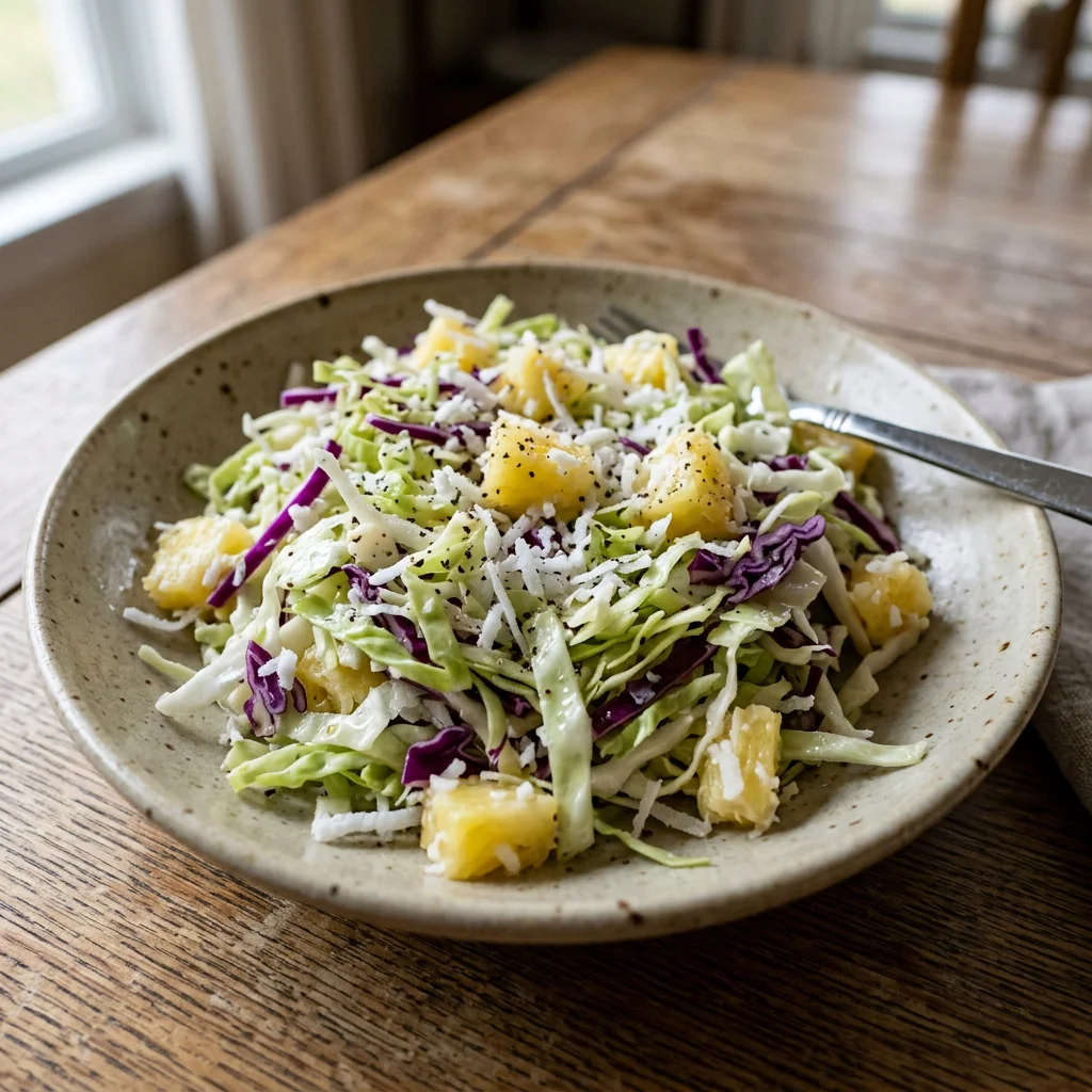 Pineapple Cabbage Coconut Slaw