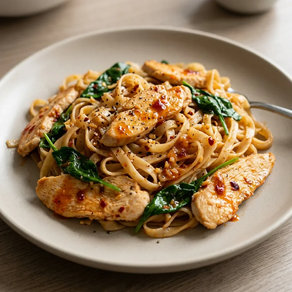 Chili Garlic Chicken Rice Noodle Stir-Fry