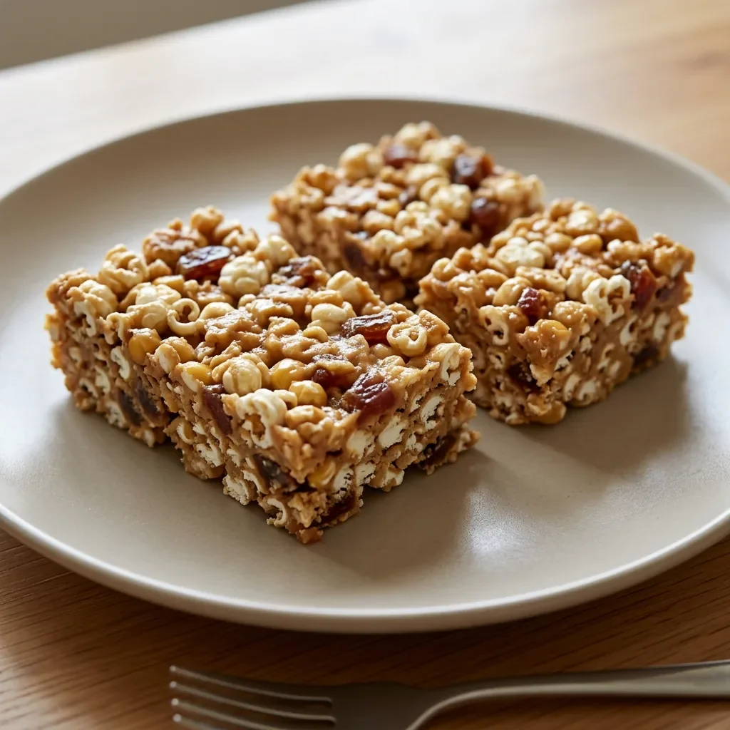 Peanut Butter Date Popcorn Bars