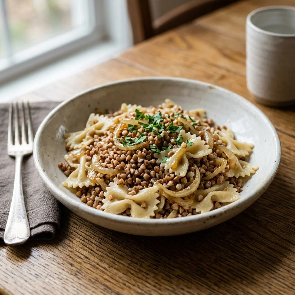 Kasha Varnishkes with Onions
