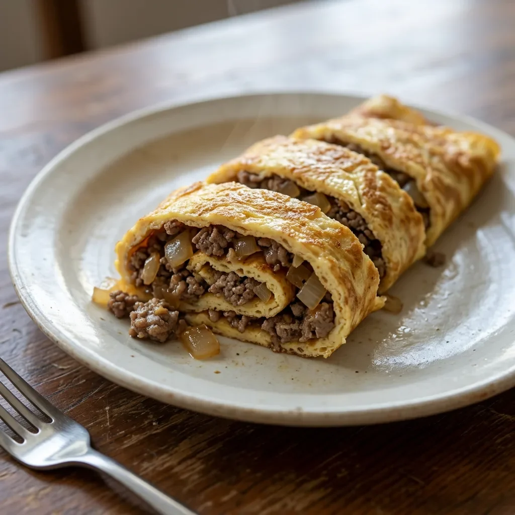 Beef Onion Omelet Roll