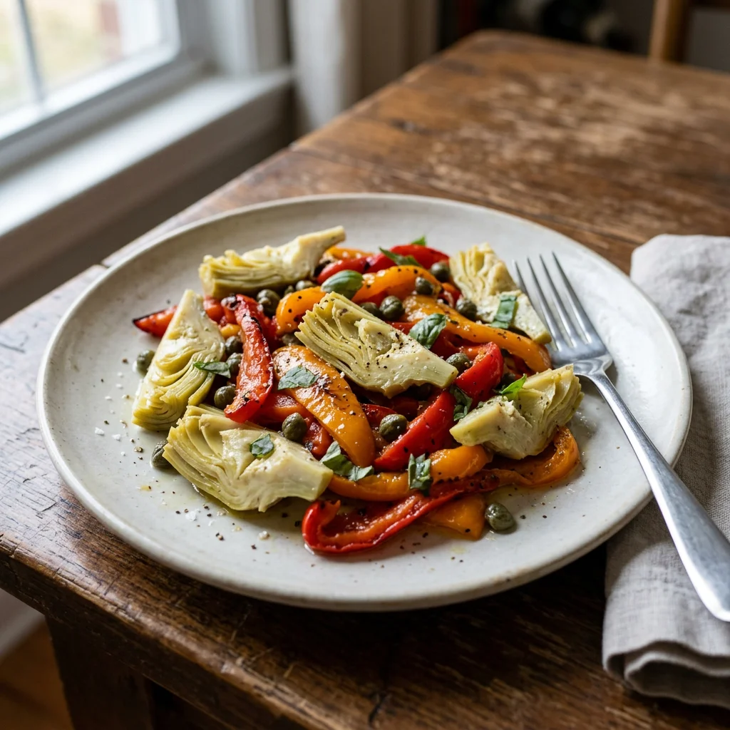 Artichoke Roasted Pepper Caper Salad
