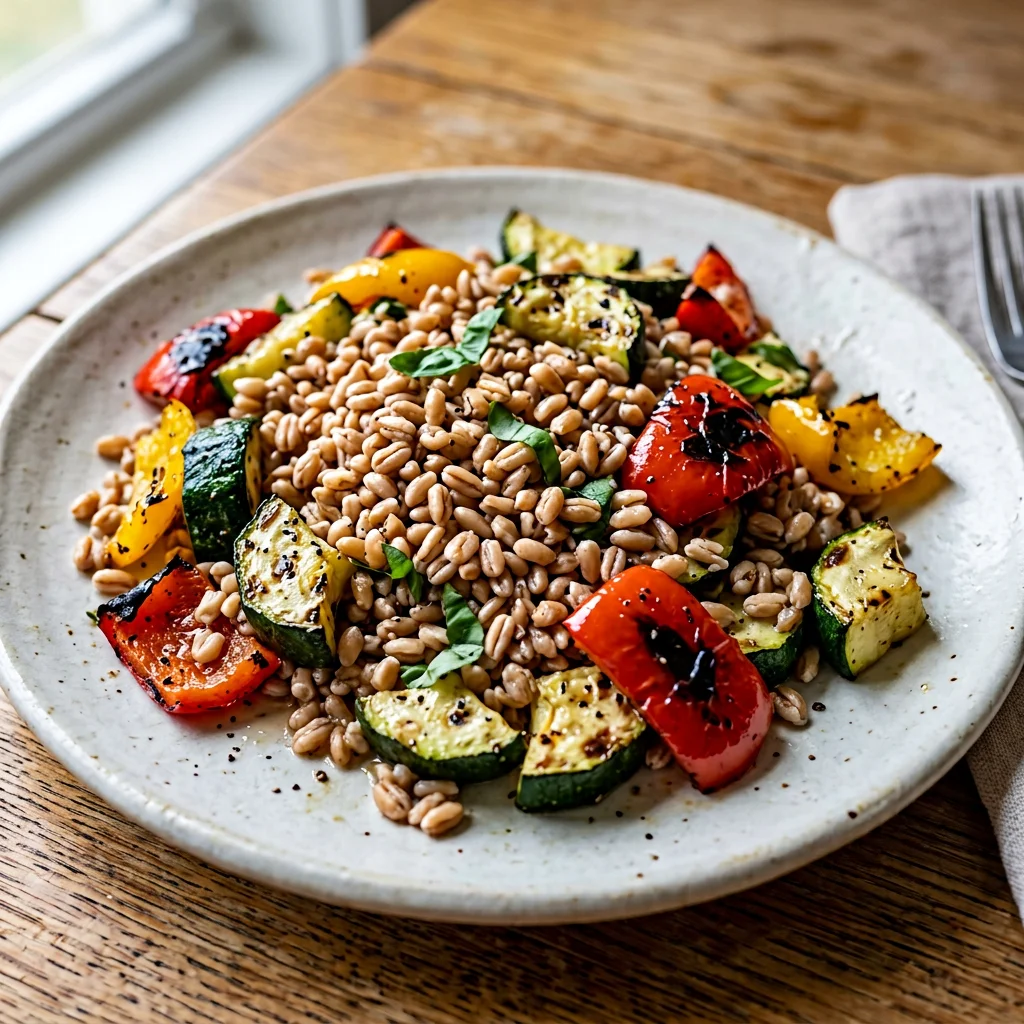 Farro Grilled Vegetable Basil Salad